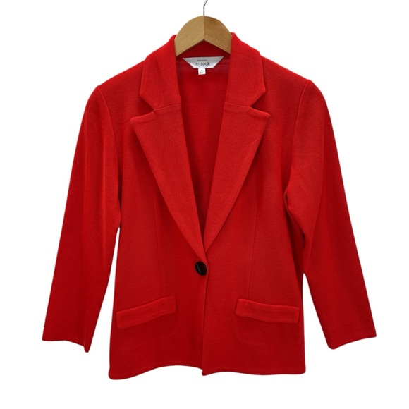 Misook Jackets & Blazers - Exclusively Misook Red Knit Blazer Jacket Single Button Power Career Bold S